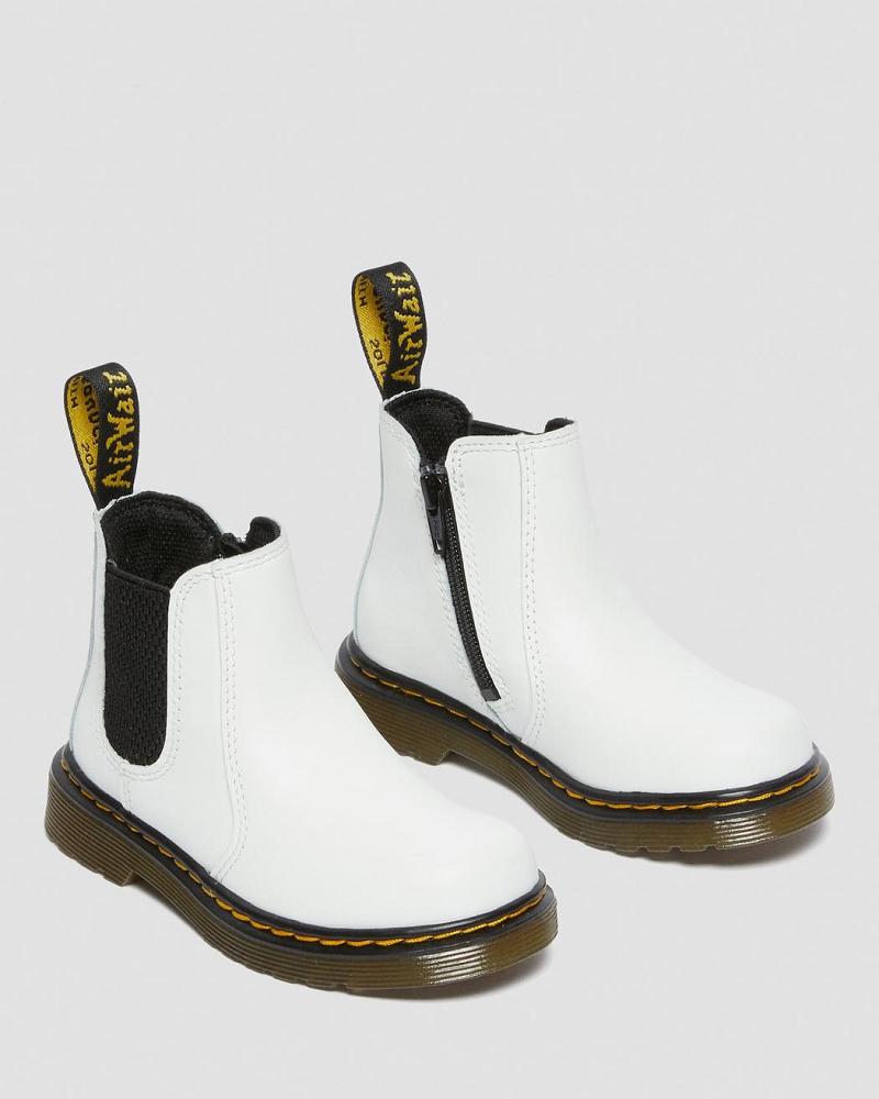 Kids' Dr Martens Toddler 2976 Leather Chelsea Boots White | AU 669ZUT